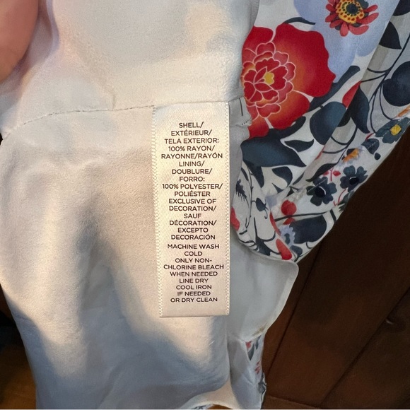 Loft Floral Flutter Sleeve RayonV-Neck Shift Dress - Picture 6 of 6